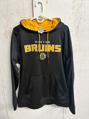 NHL Boston Bruins Men's Poly Performance Fleece Pullover Hoodie - Black